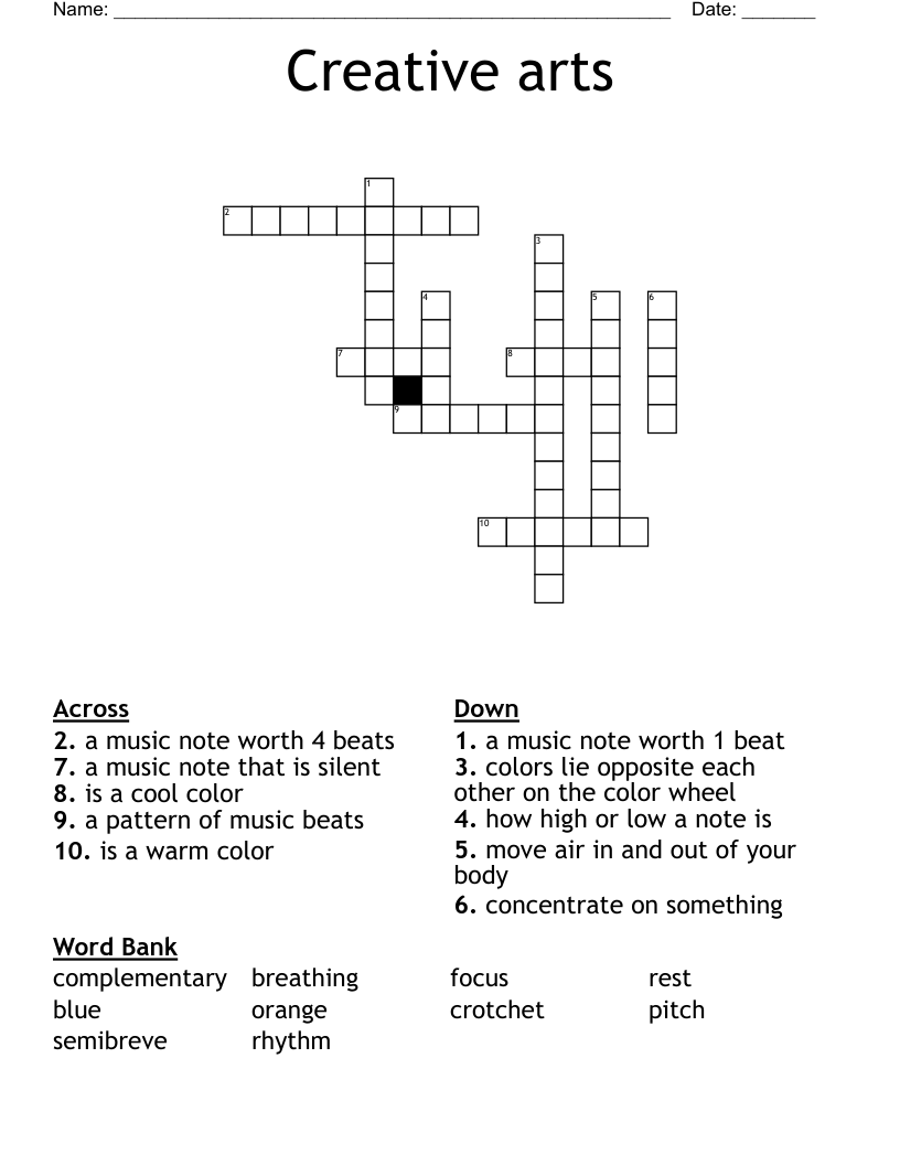 Creative arts Crossword