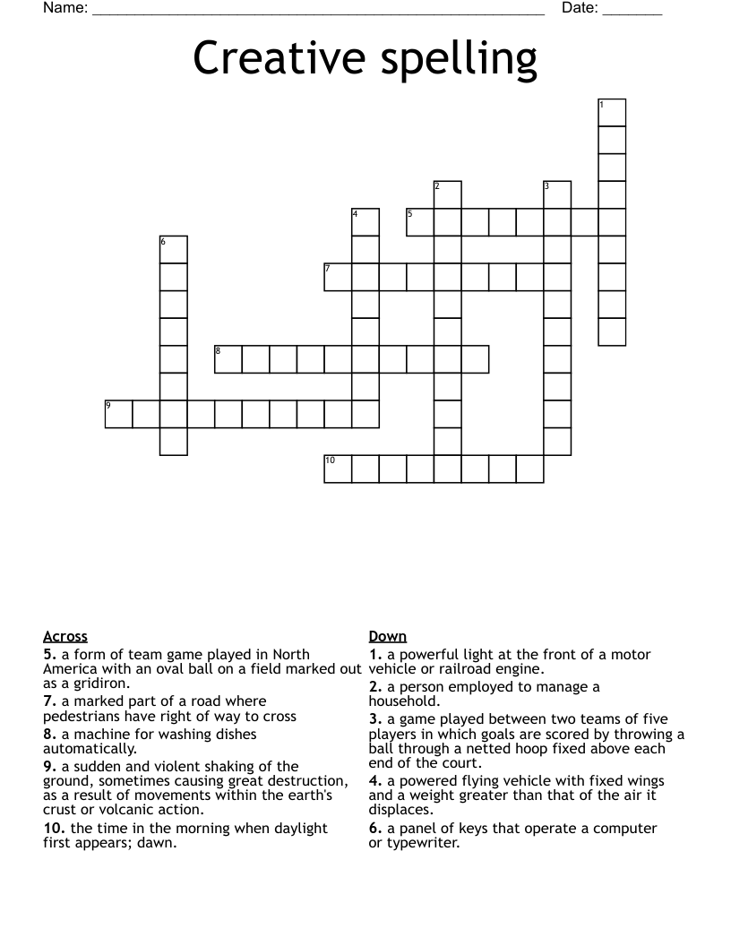 Creative spelling  Crossword