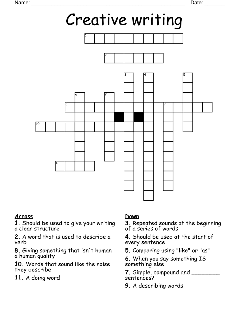 Creative writing Crossword