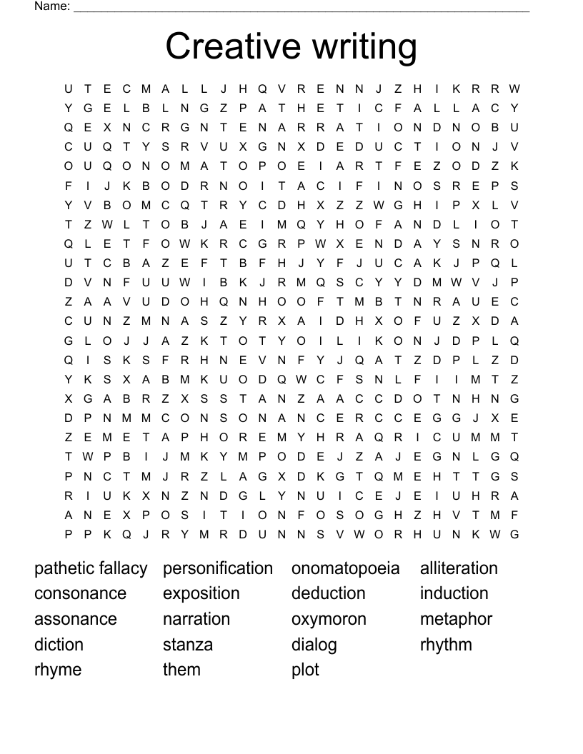 Creative writing  Word Search