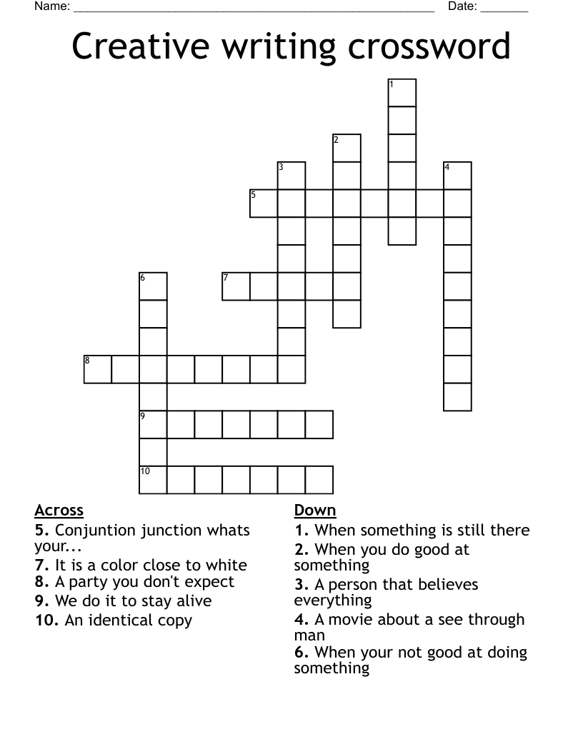 Creative writing crossword