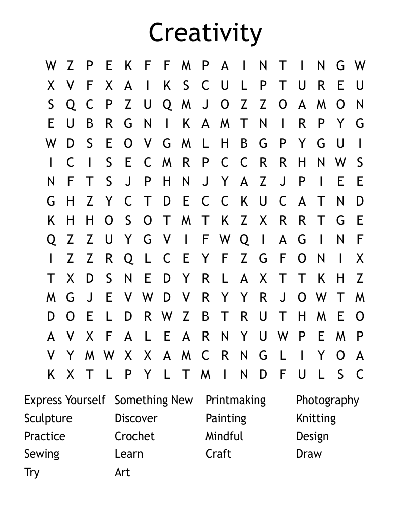 Creativity Word Search