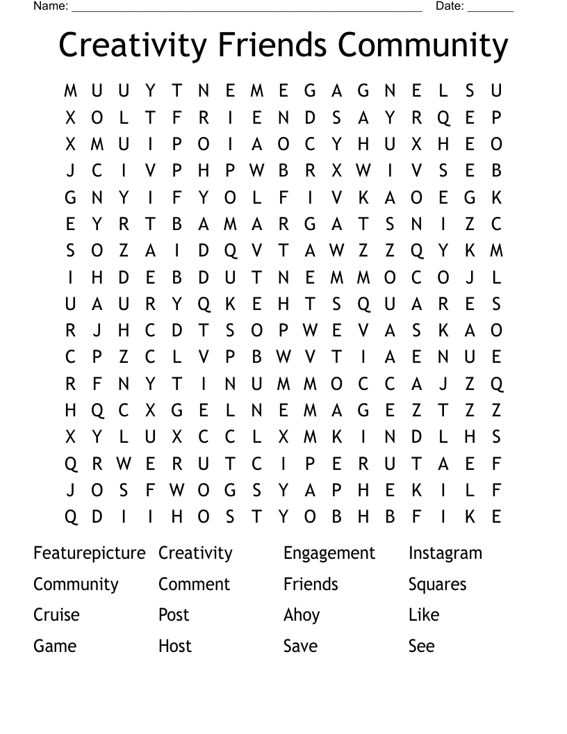 Creativity Friends Community Word Search