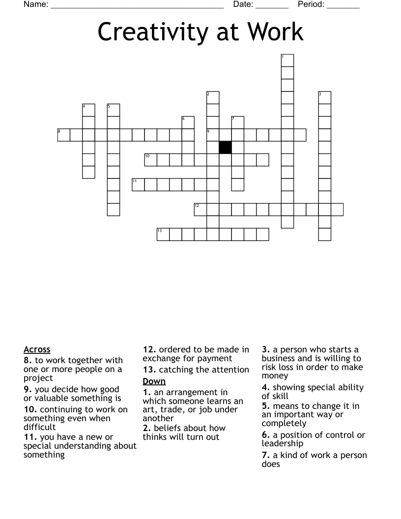 Creativity at Work Crossword