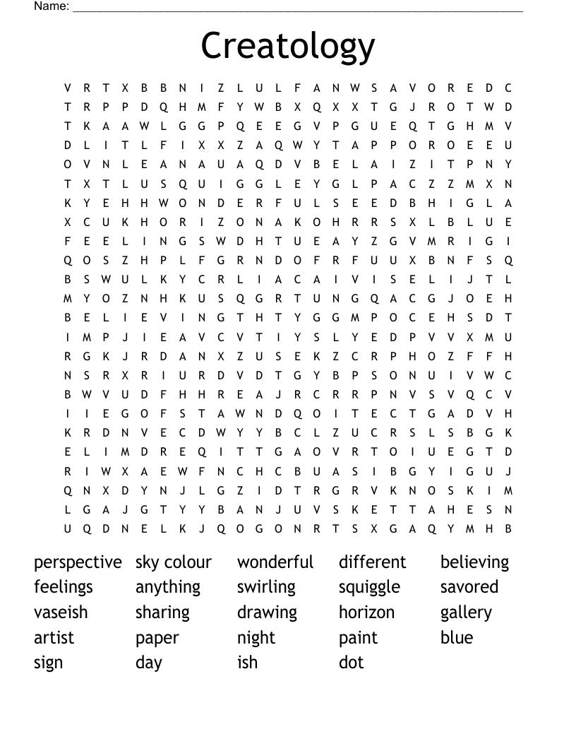 Creatology Word Search