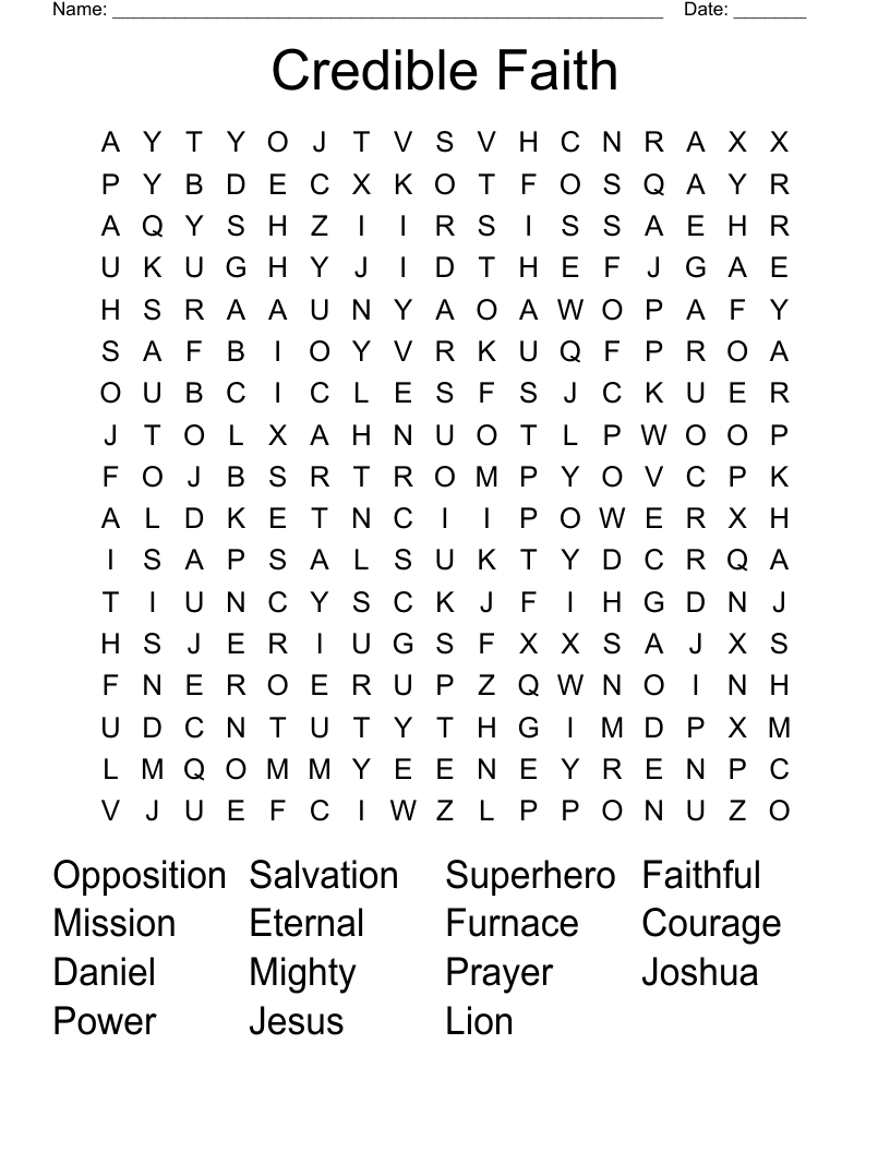 Credible Faith Word Search
