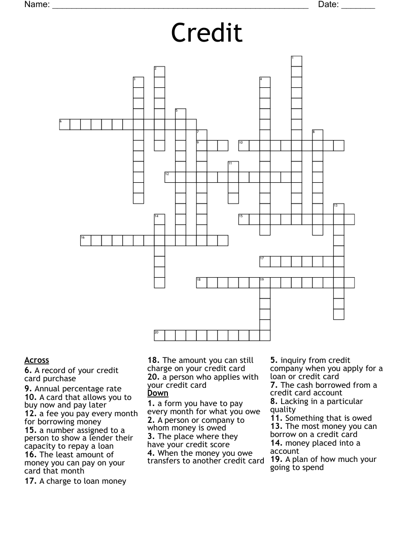 Credit Crossword