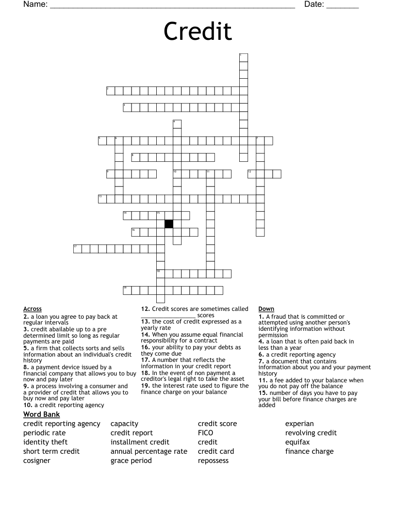 Credit Crossword