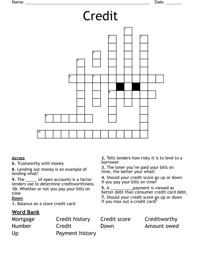 Credit Crossword