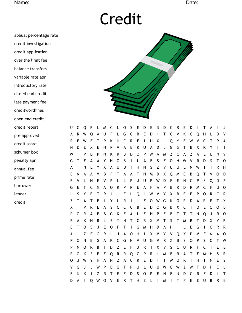 Credit Word Search