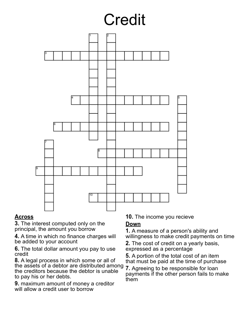 Credit Crossword