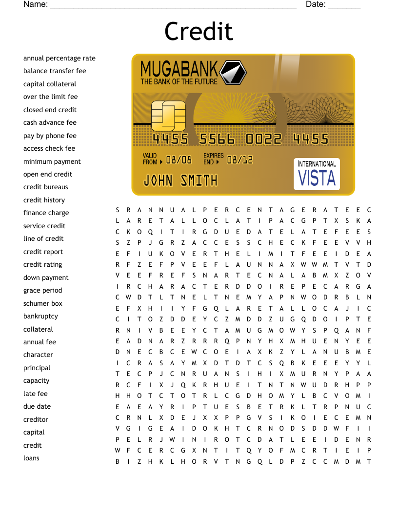 Credit Word Search