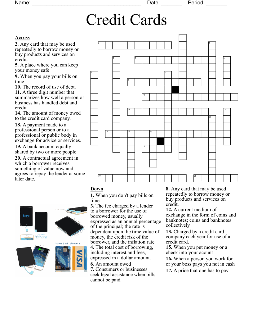 Credit Cards Crossword