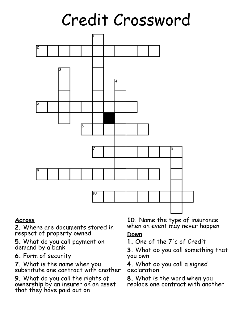 Credit Crossword