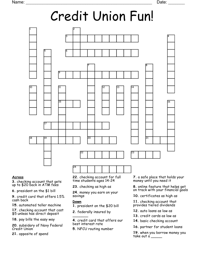 Credit Union Fun! Crossword