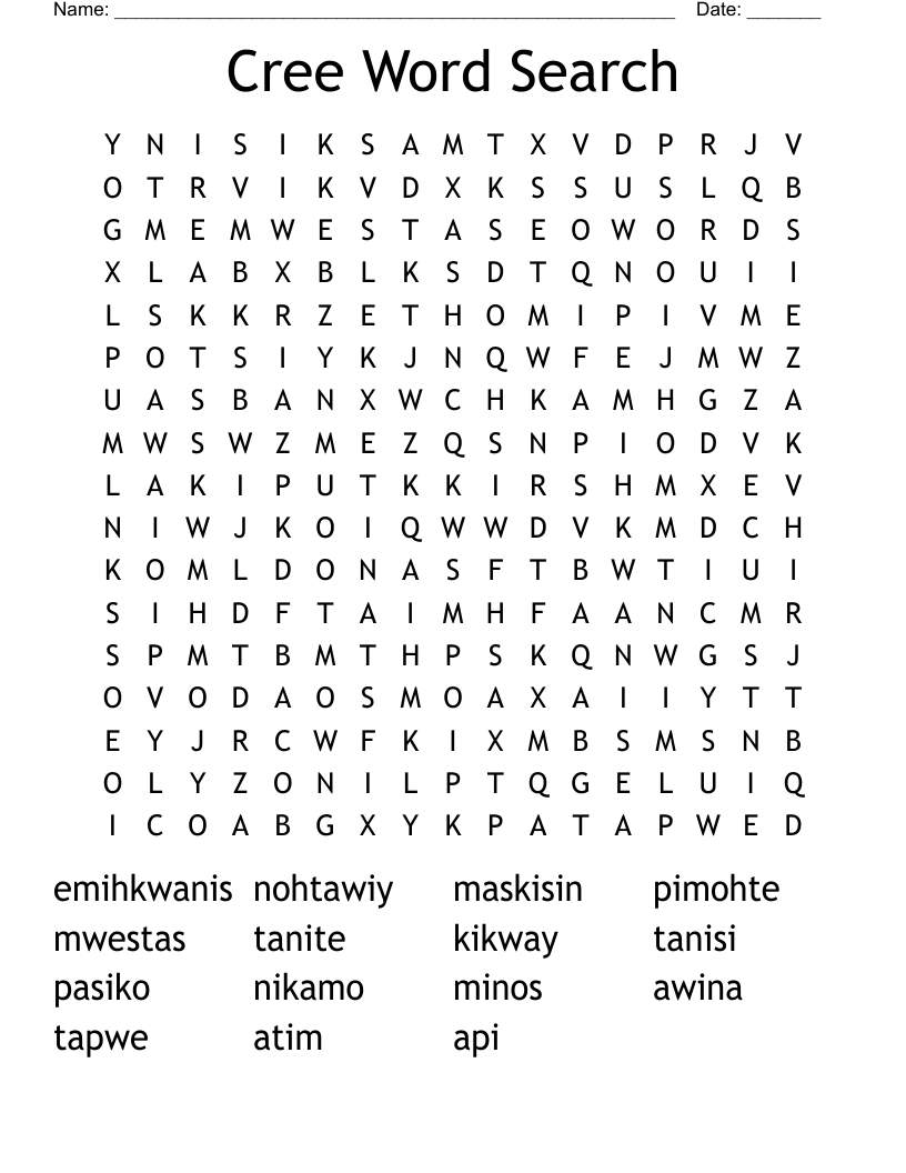 Cree Word Search