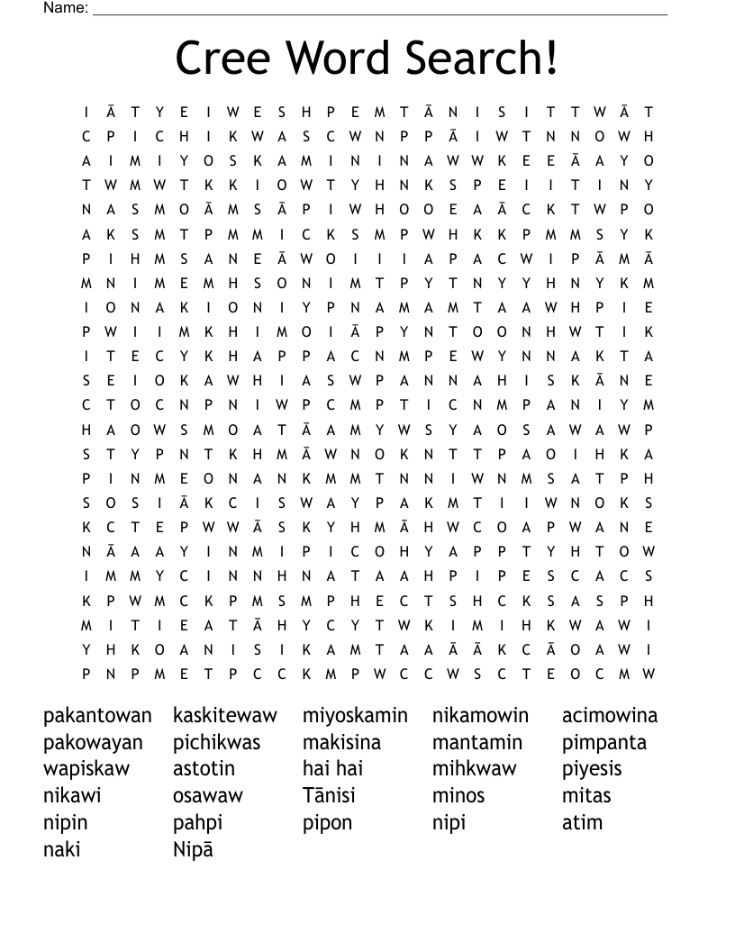 Cree Word Search! 