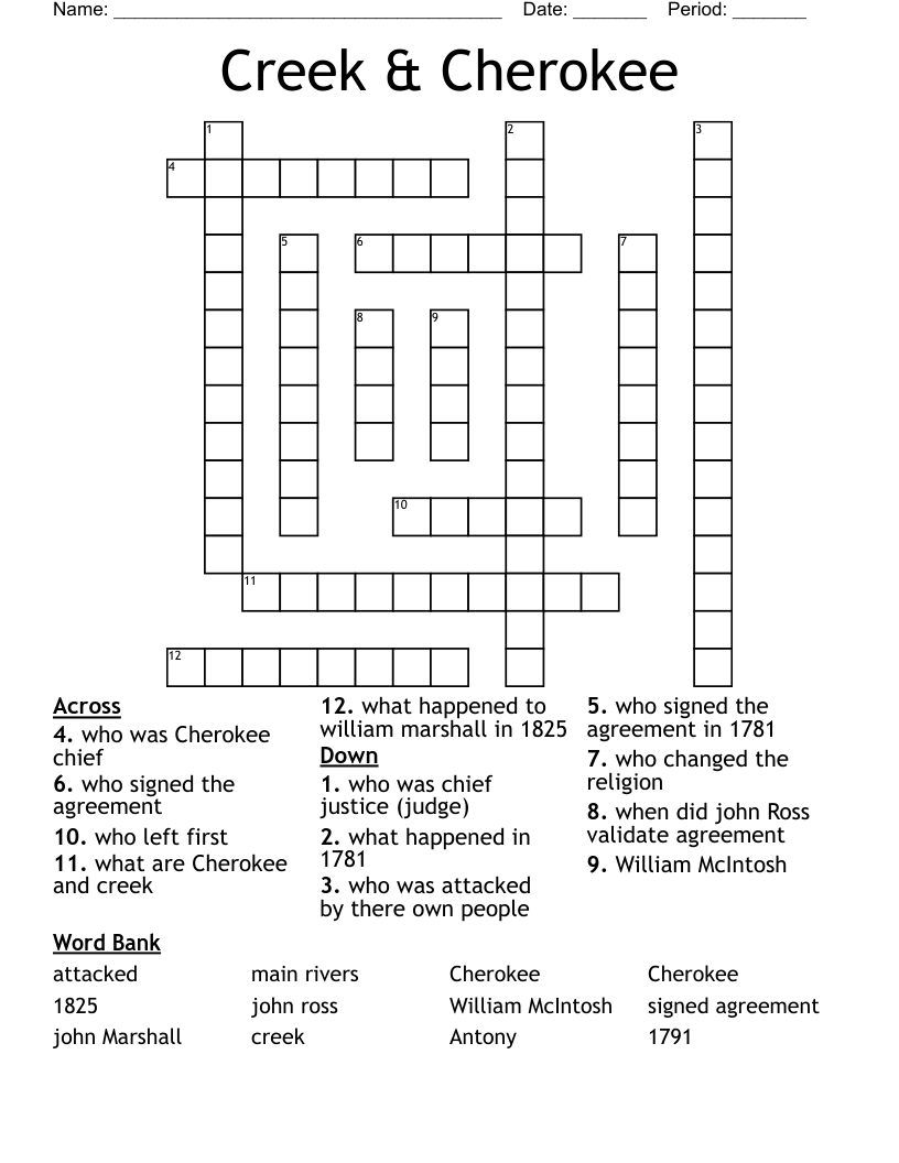 Creek & Cherokee  Crossword