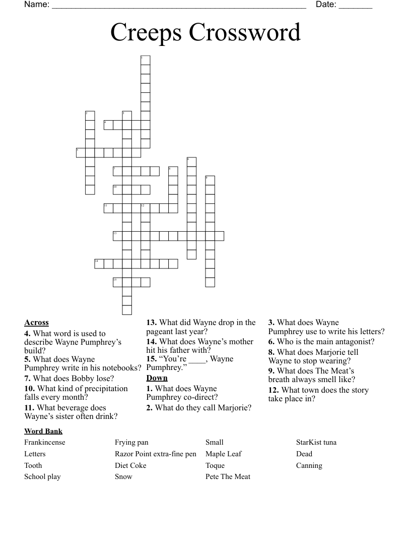 Creeps Crossword
