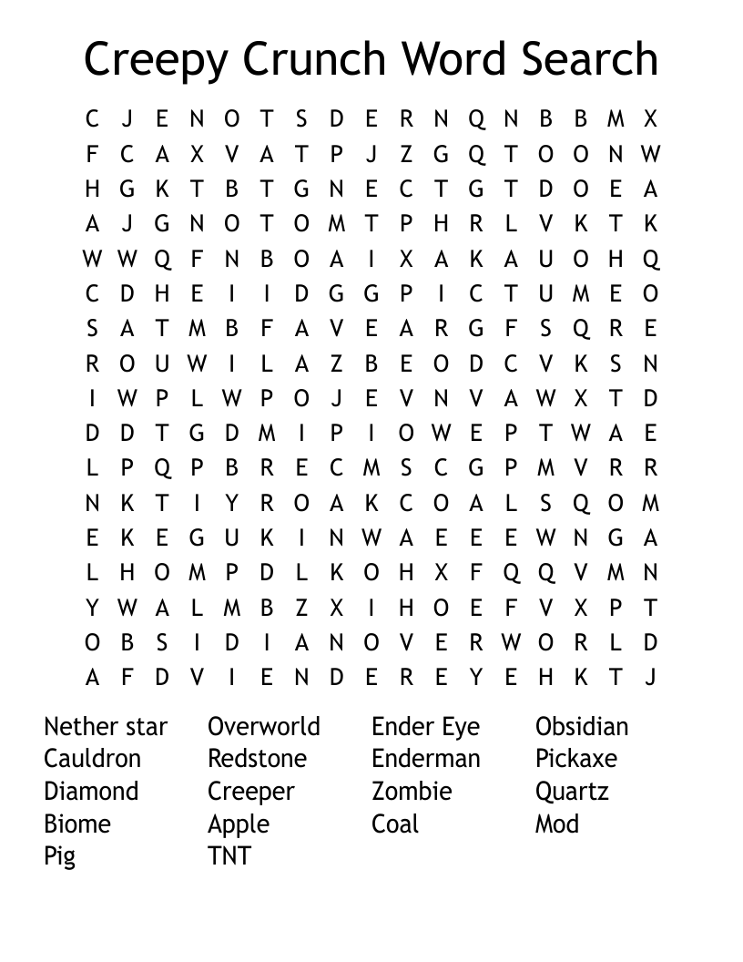 Creepy Crunch Word Search 