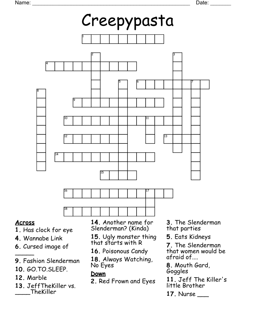 Creepypasta Crossword