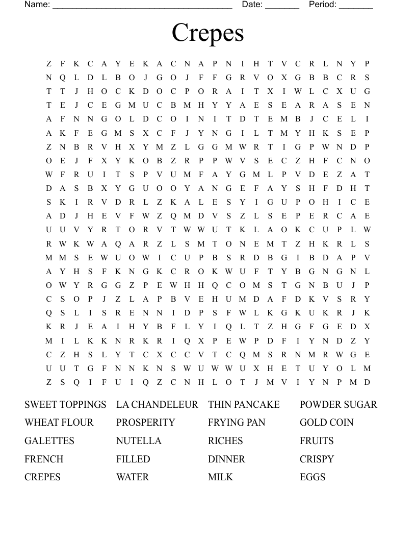Crepes Word Search