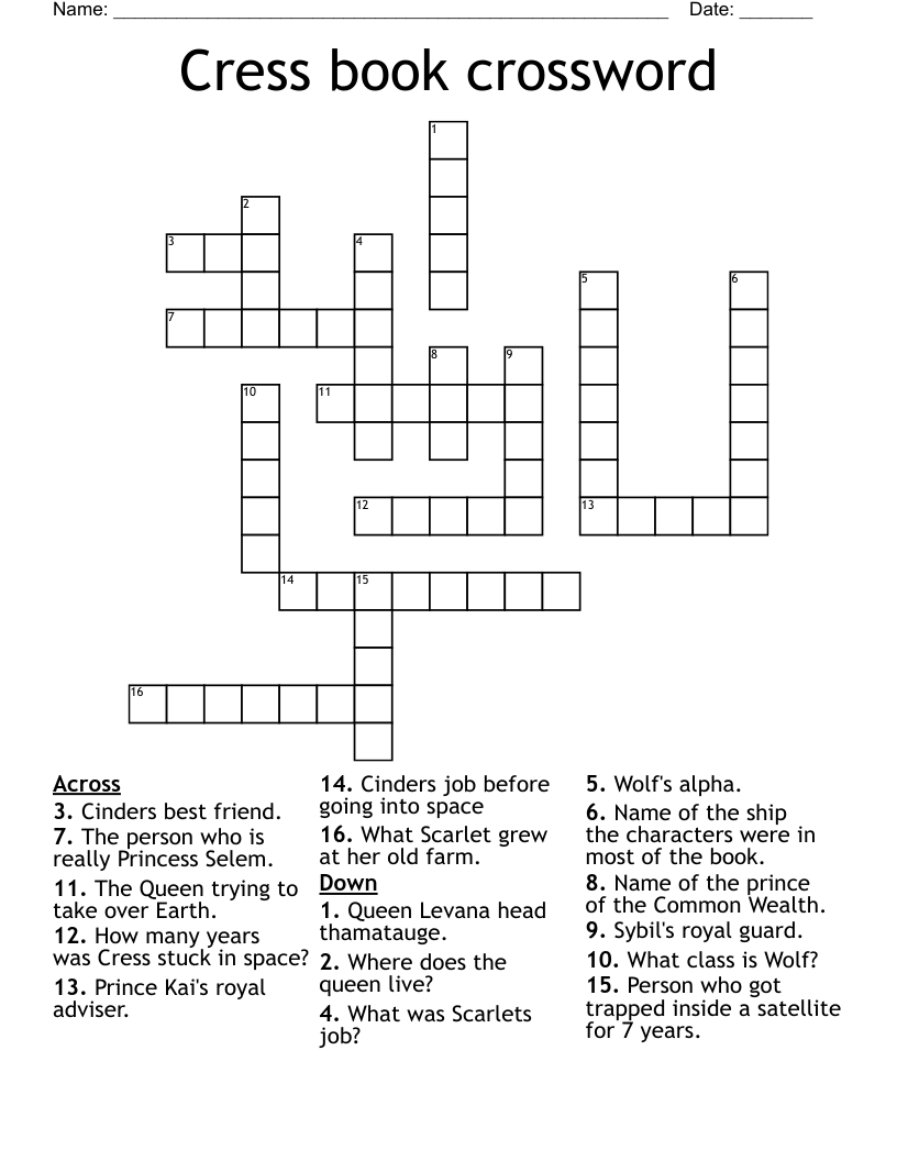 Cress book crossword