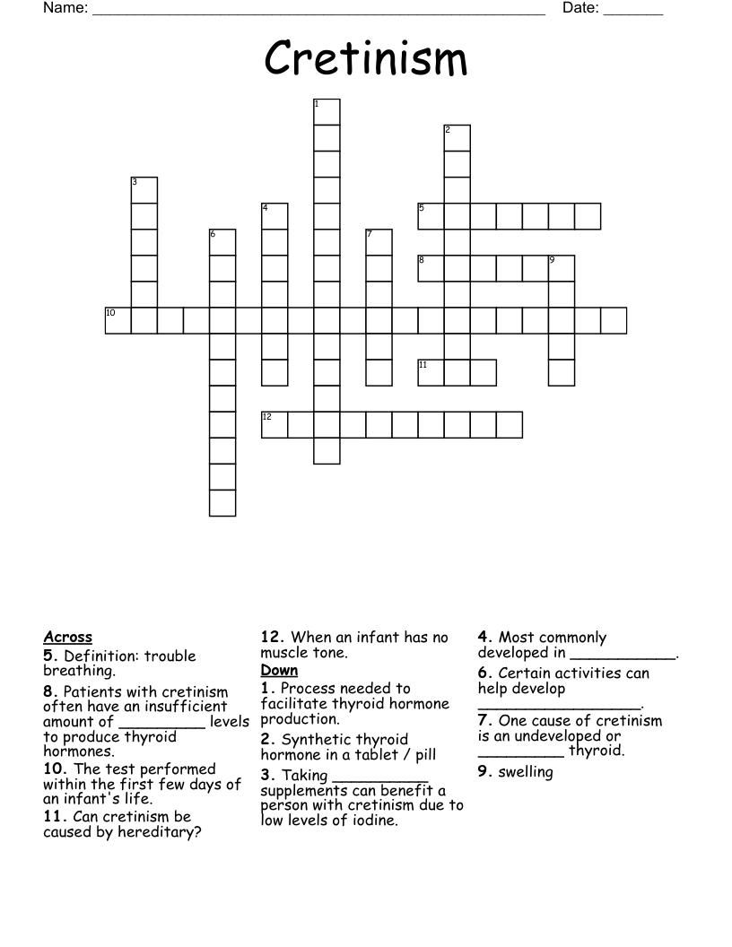 Cretinism Crossword