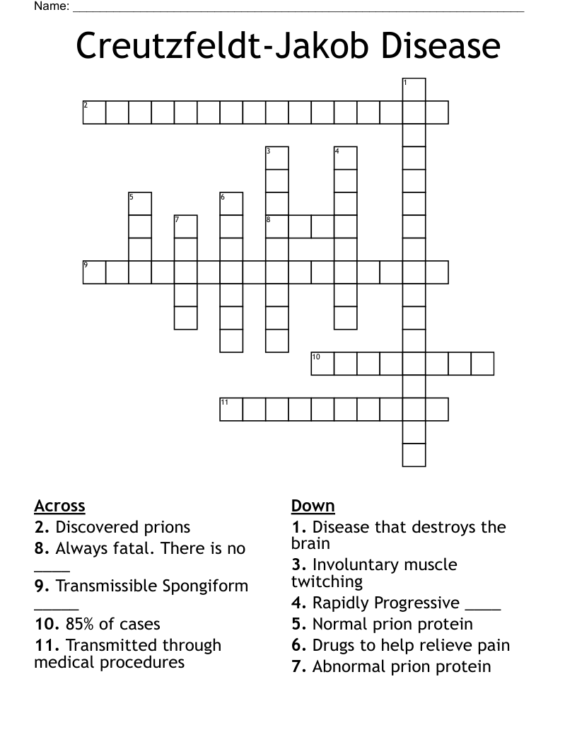 Creutzfeldt-Jakob Disease Crossword