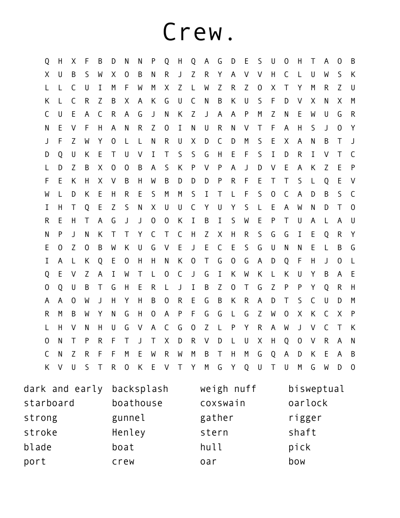 Crew. Word Search