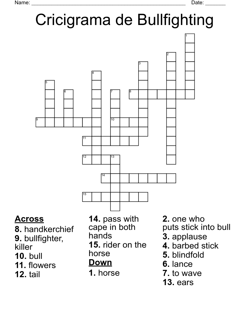 Cricigrama de Bullfighting Crossword