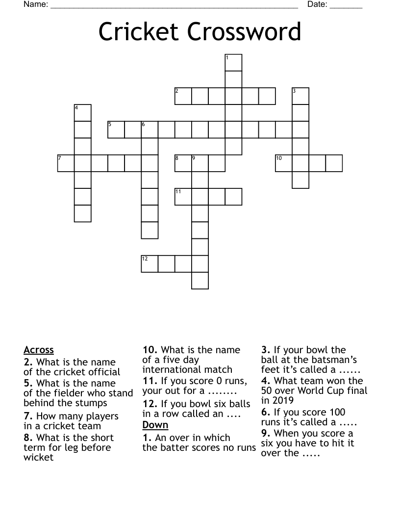 Cricket Crossword