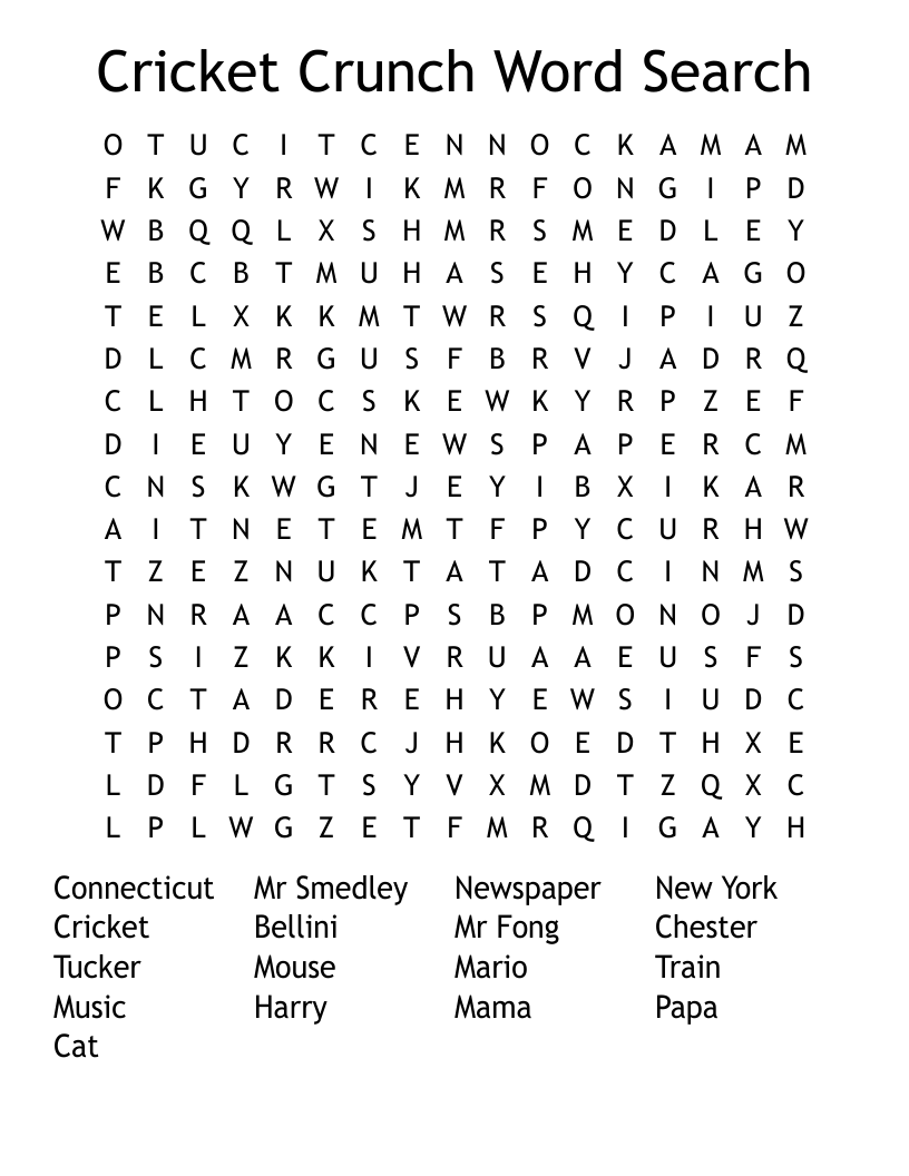 Cricket Crunch Word Search