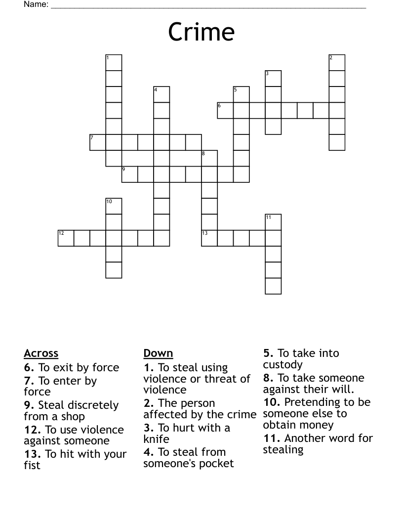 Crime Crossword