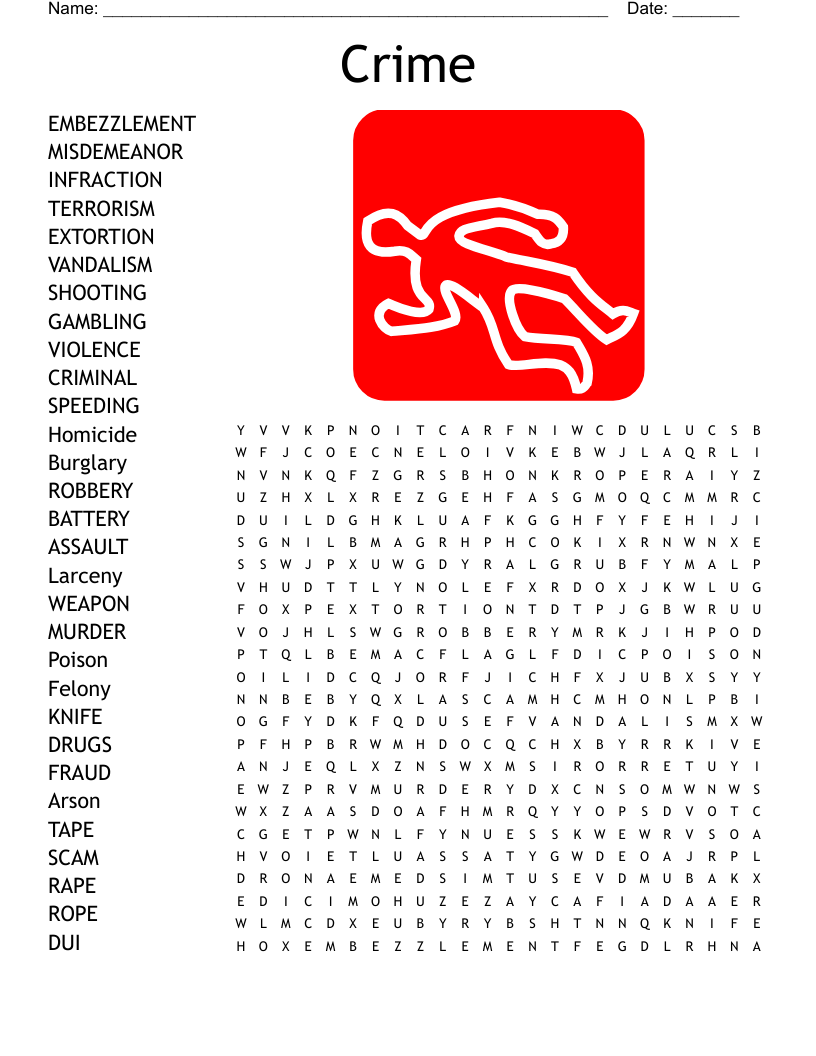 Crime Word Search