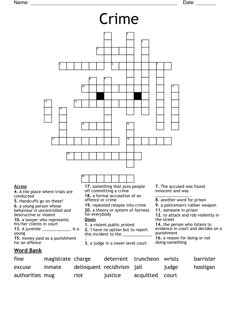 Crime Crossword