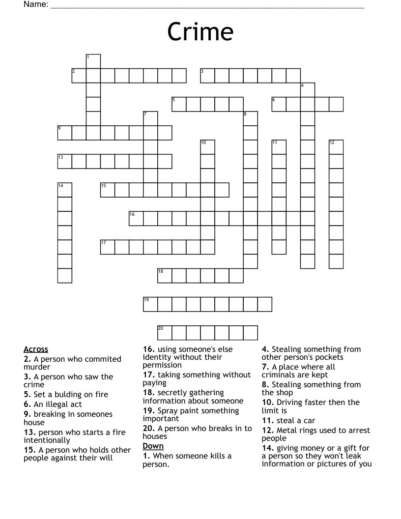 Crime Crossword