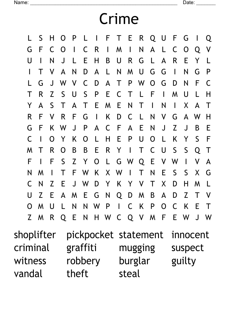 Crime Word Search