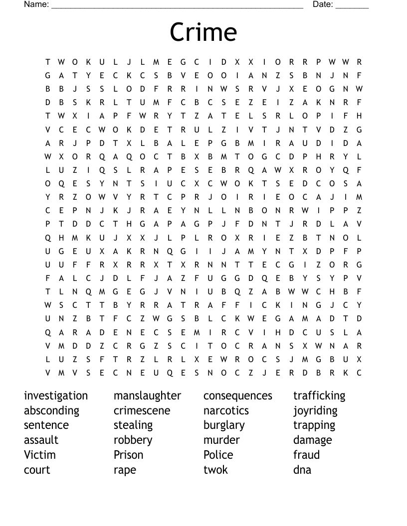 Crime Word Search
