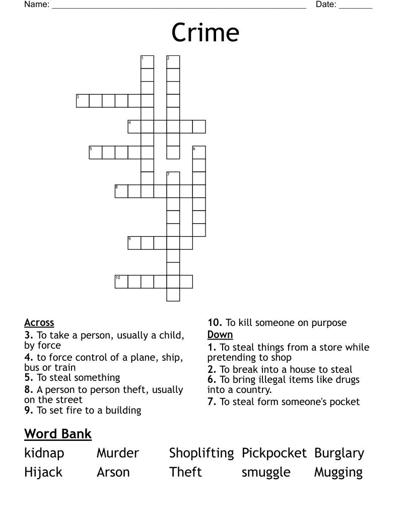 Crime Crossword