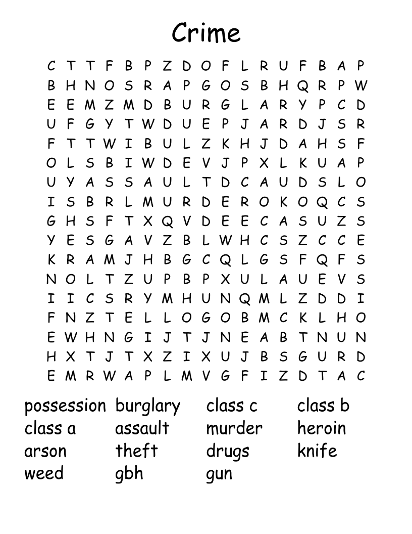 Crime Word Search