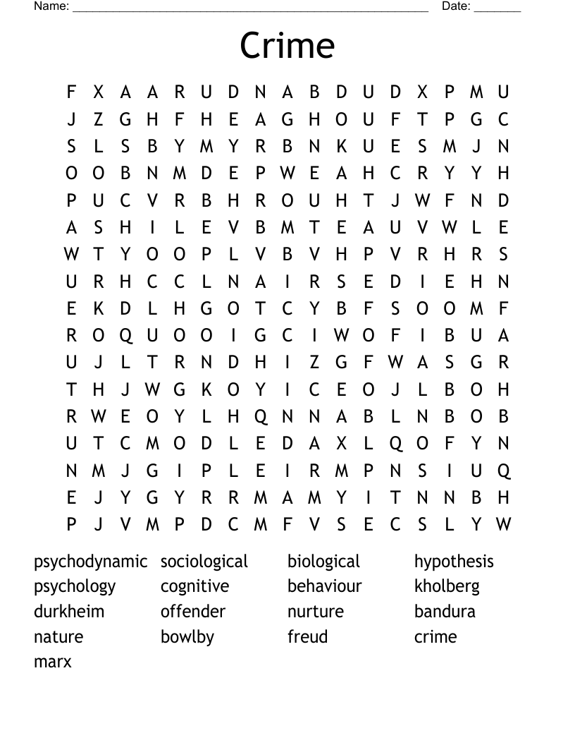 Crime Word Search