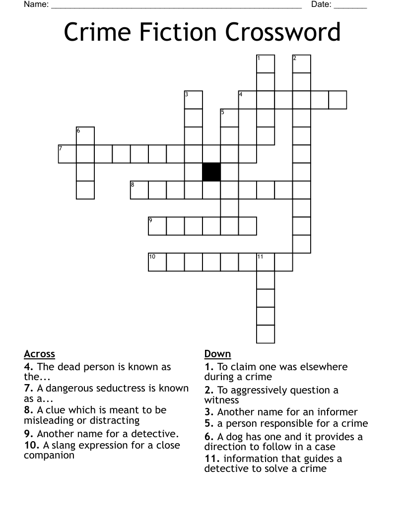 Crime Fiction Crossword