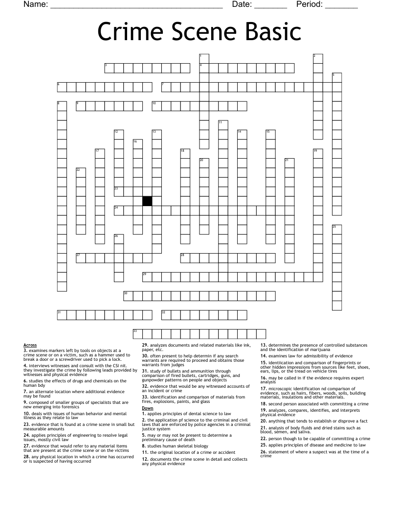 Crime Scene Basic  Crossword