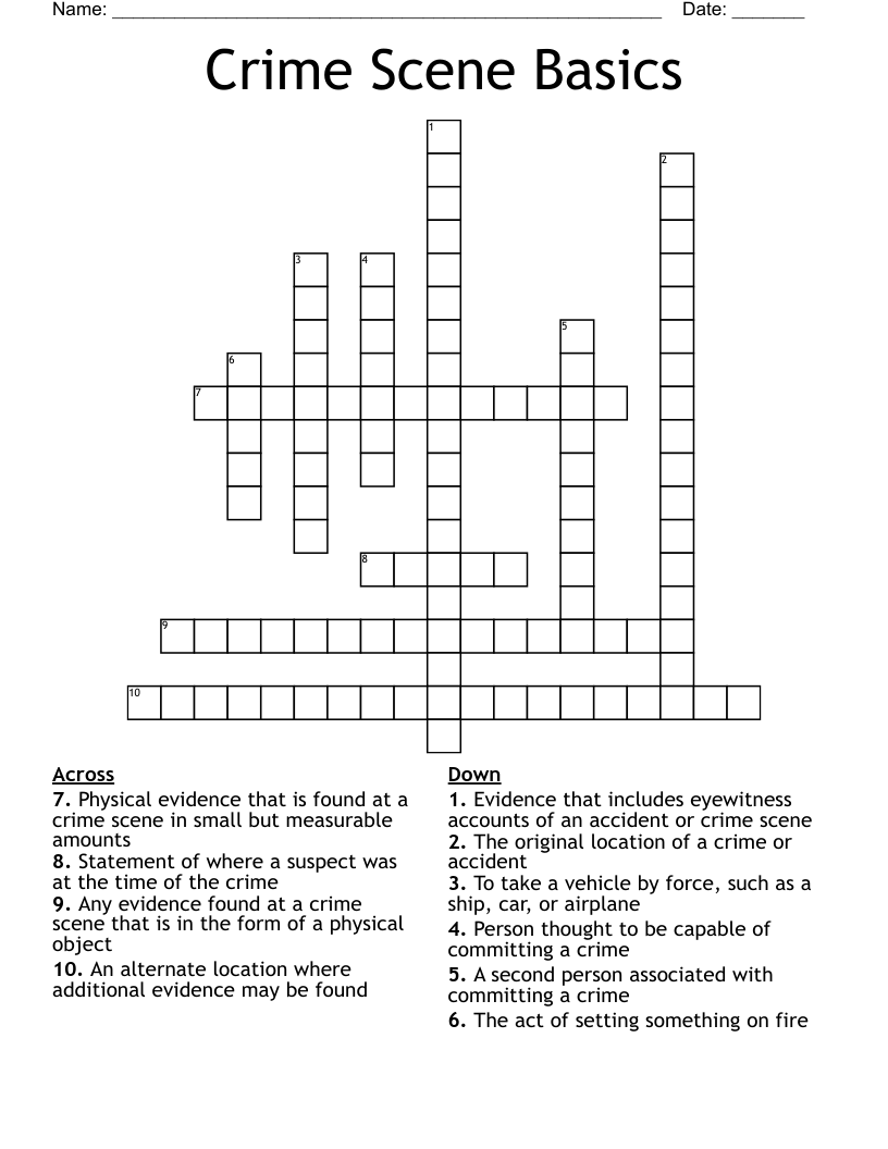 Crime Scene Basics Crossword