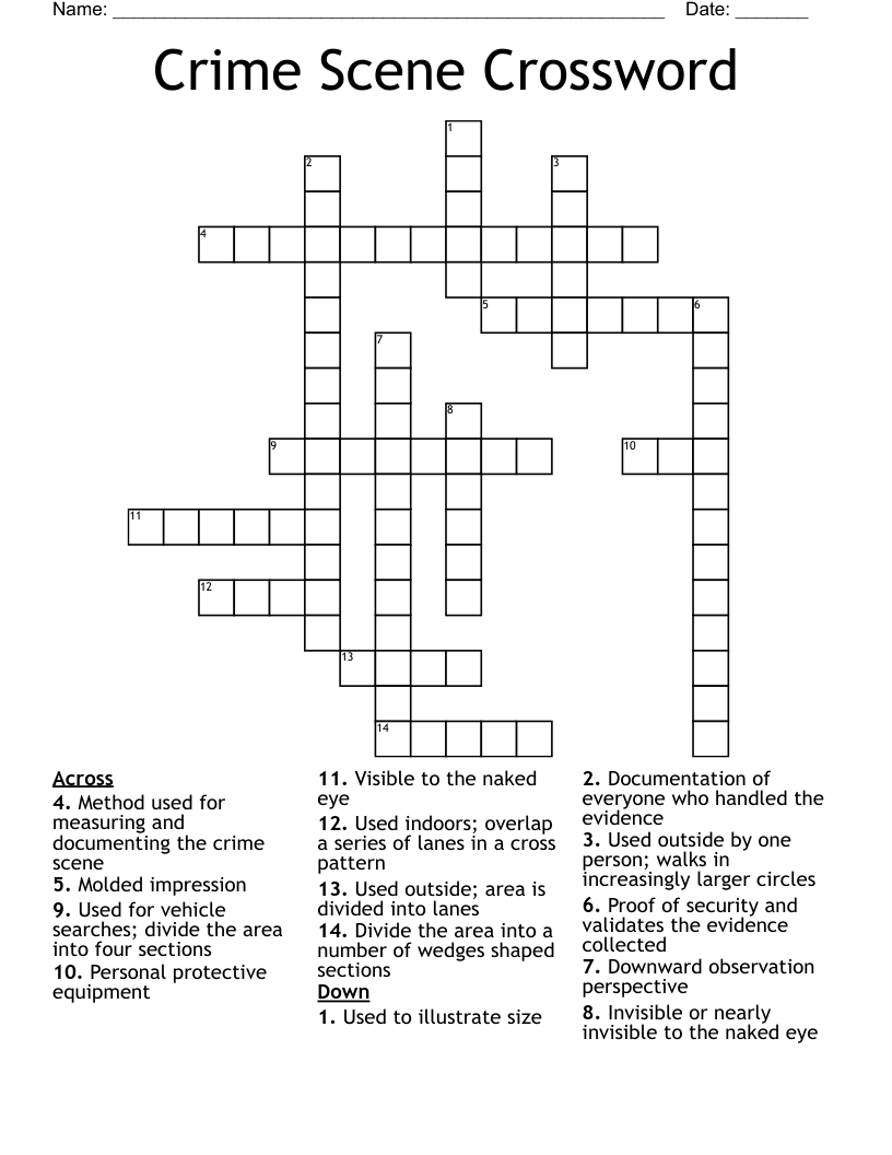 Crime Scene Crossword