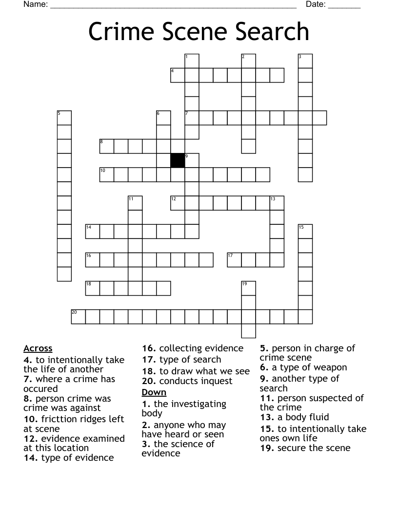 Crime Scene Search Crossword