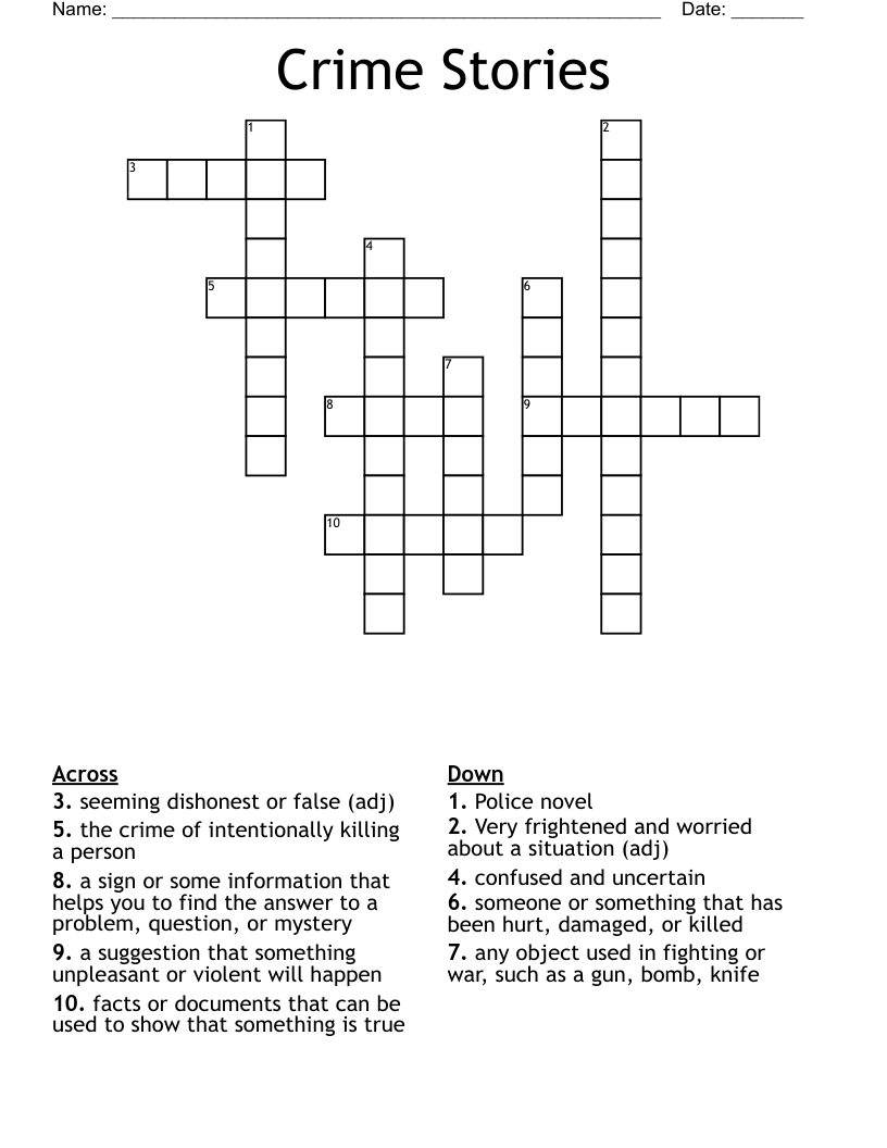 Crime Stories Crossword