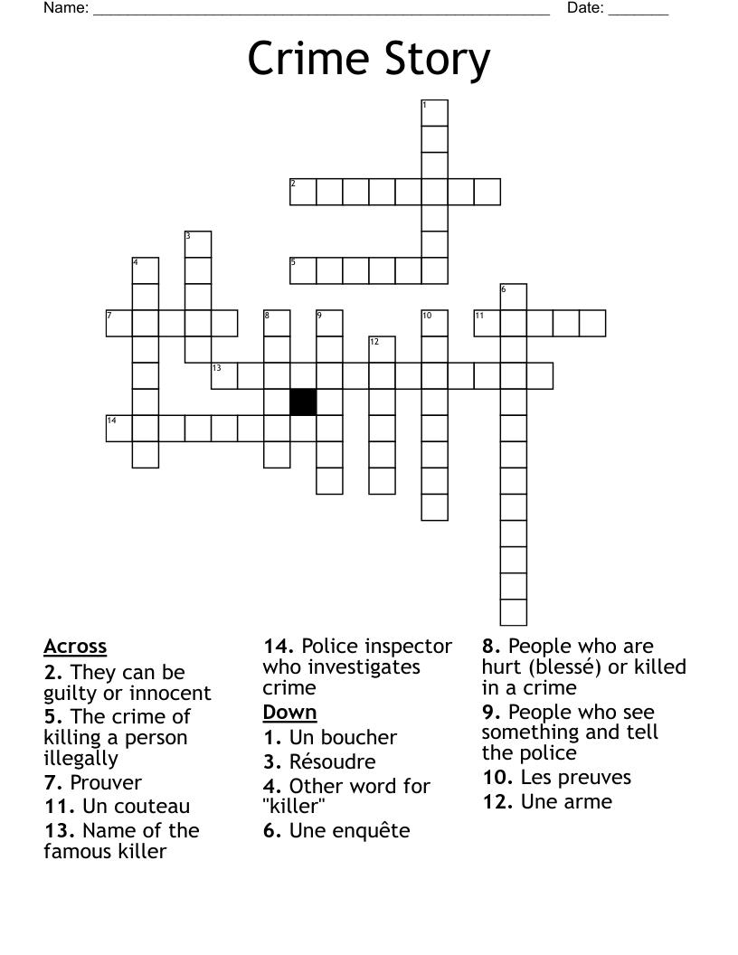 Crime Story  Crossword