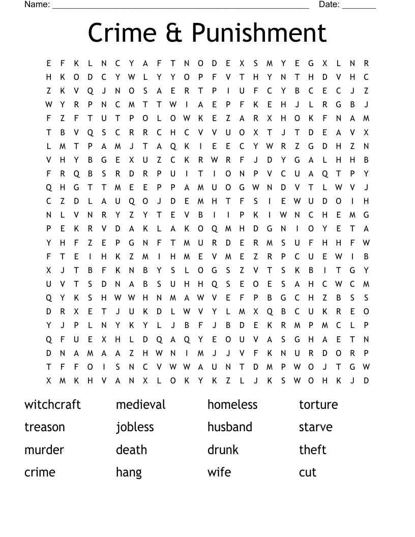 Crime & Punishment Word Search